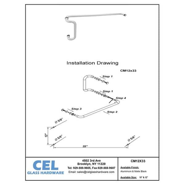 CEL Commercial Solid Aluminum Entry Door Push Bar and Pull Handle Set